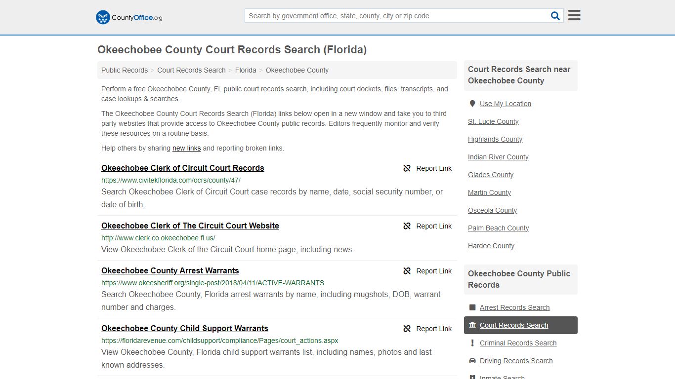 Okeechobee County Court Records Search (Florida) - County Office