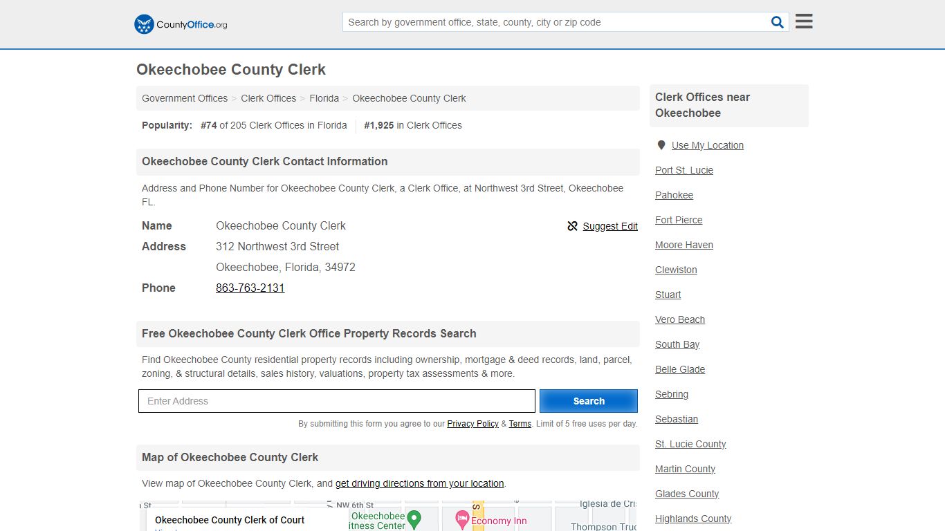 Okeechobee County Clerk - Okeechobee, FL (Address and Phone)